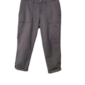 Style & Co Charcoal Gray Cropped Utility Pants Size 4 Cotton Blend